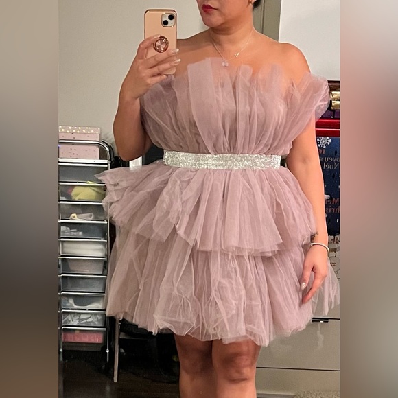 Lavender Tulle Mini Dress - Picture 2 of 2